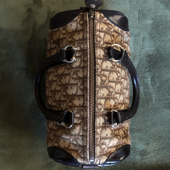 CHRISTIAN DIOR Monogram Trotter Boston Bag in Brown Canvas & Leather - Picture 7 of 15